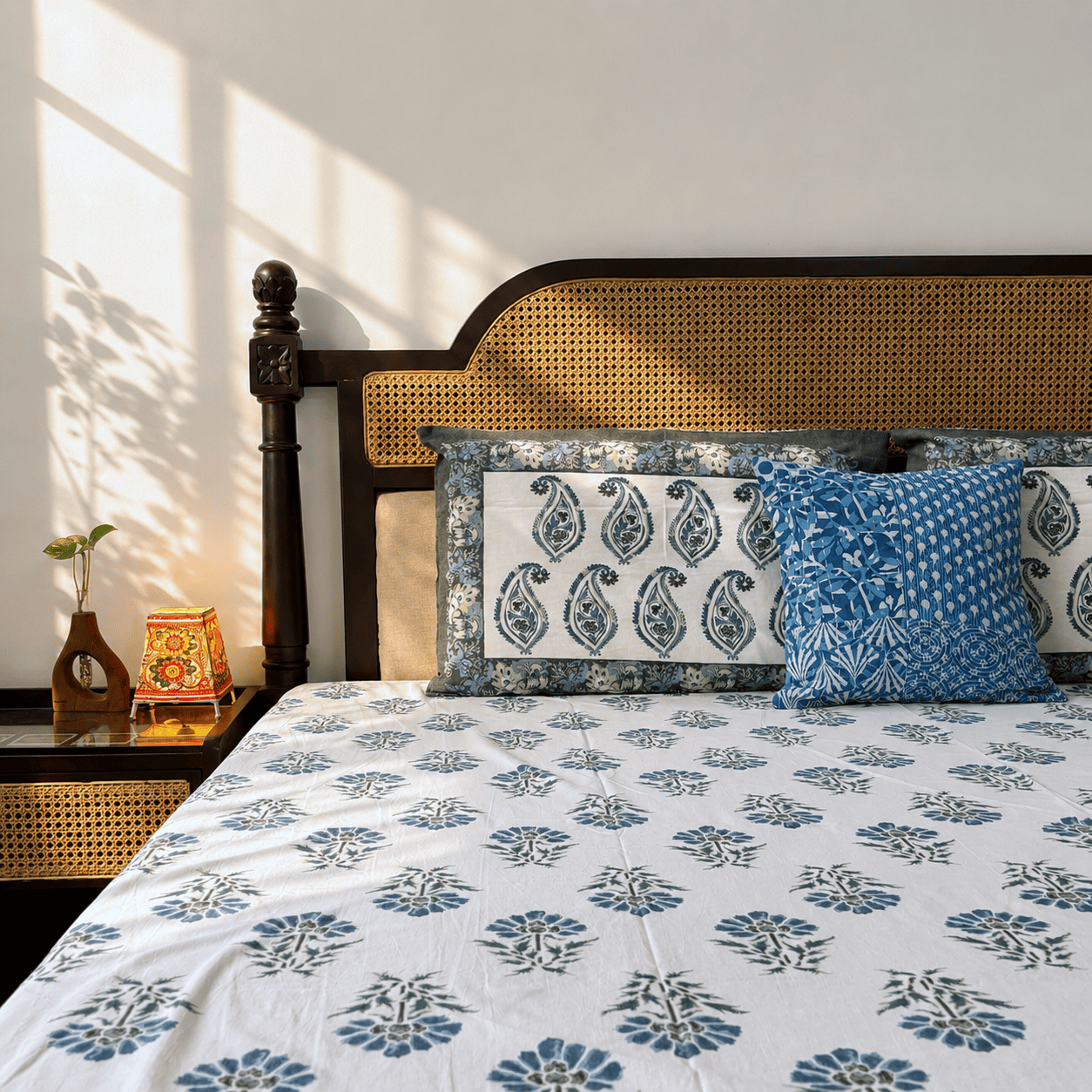 Sapphire Blue - Flat I Fitted Bedsheet (108x108 Inches)