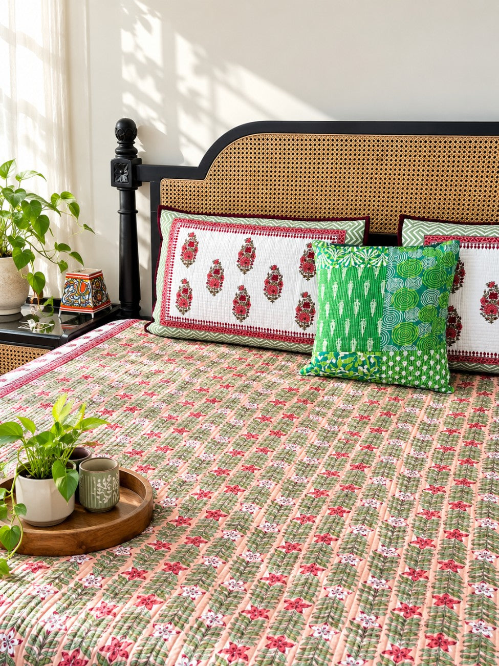 Anarkali Peach  - Quilted and Reversible Bedcover I Comforter