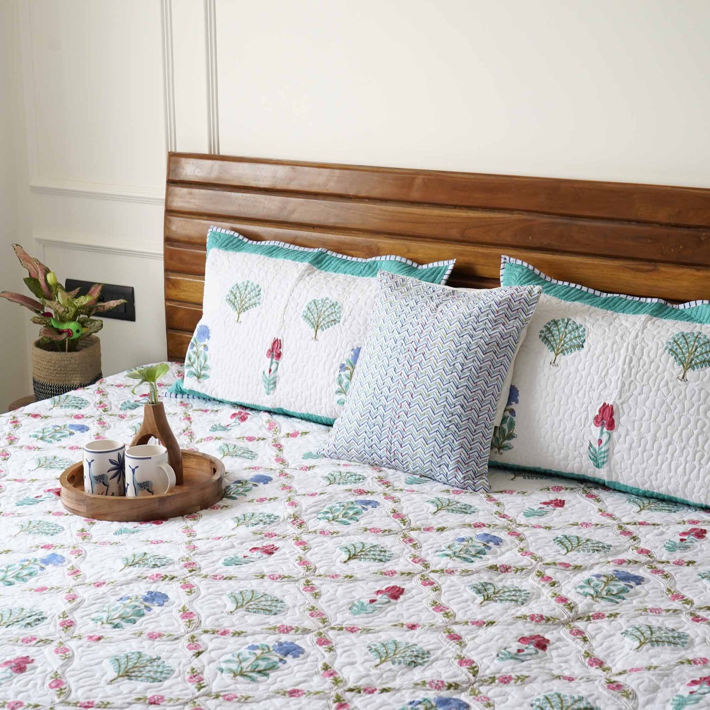 Bela - Quilted and Reversible Handblock Bedcover I Comforter