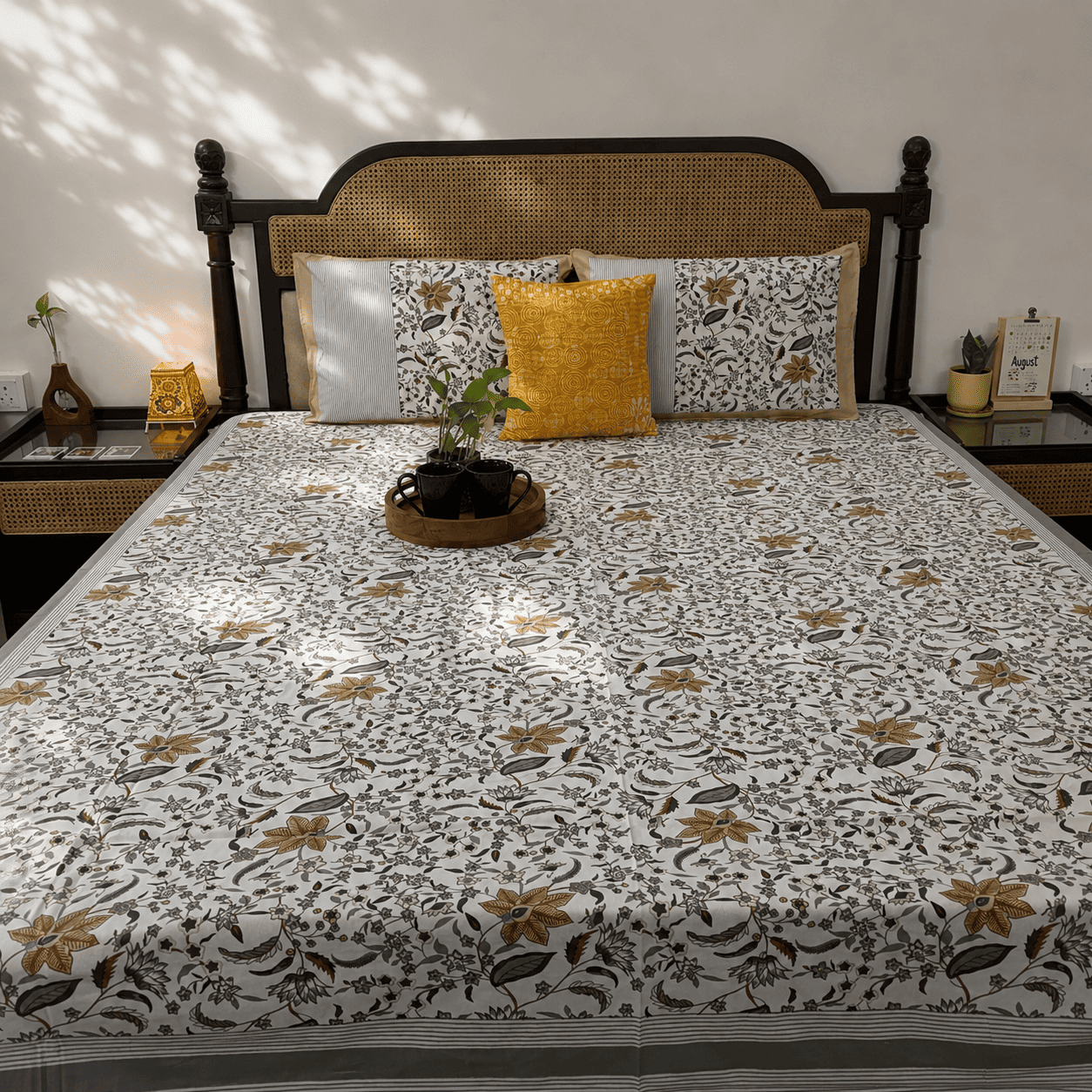 Grey Parkota - Flat I Fitted Bedsheet (90x108 Inches)