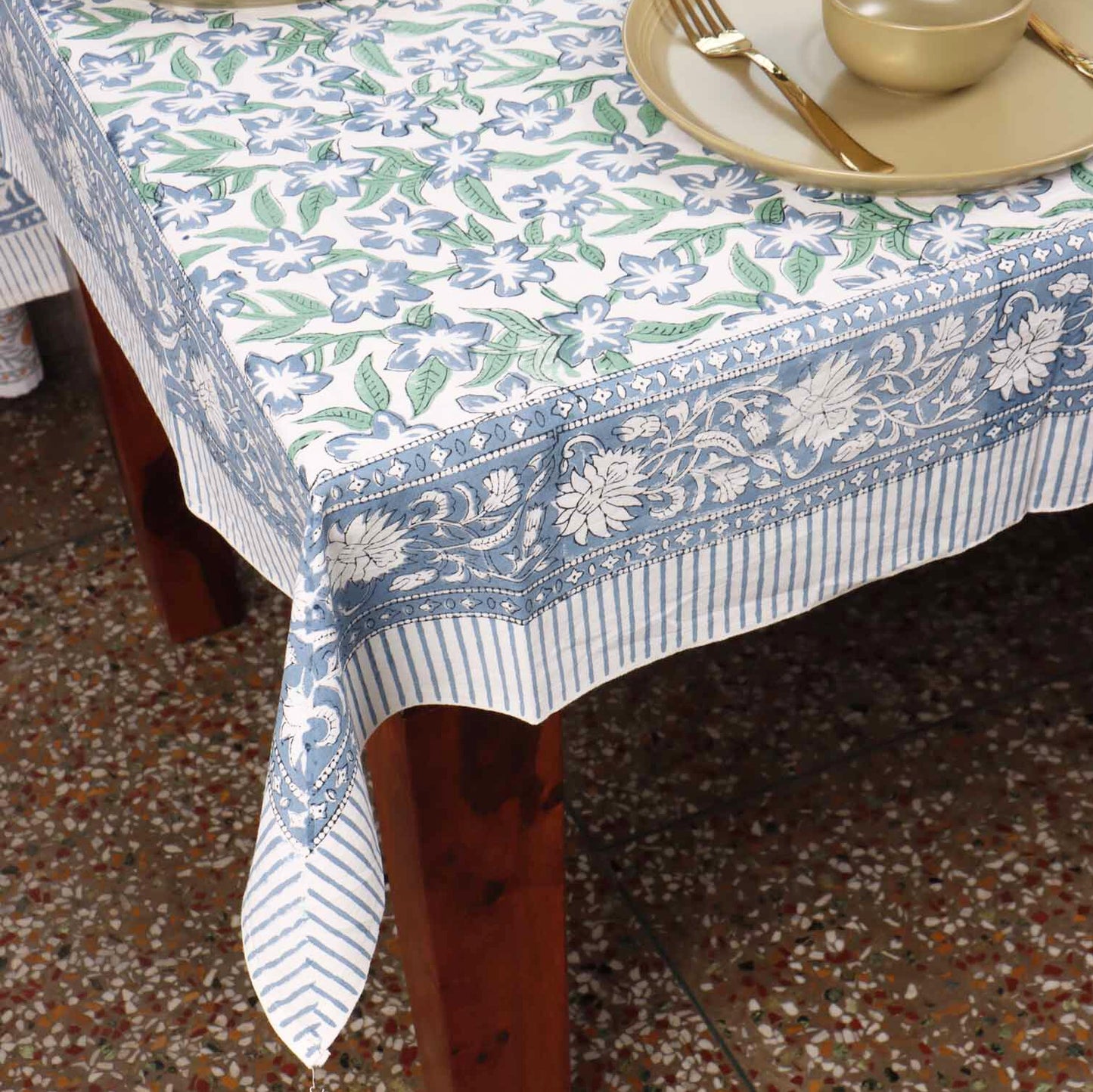 Sonal -  Hand Block Six seater Dining Table Cover
