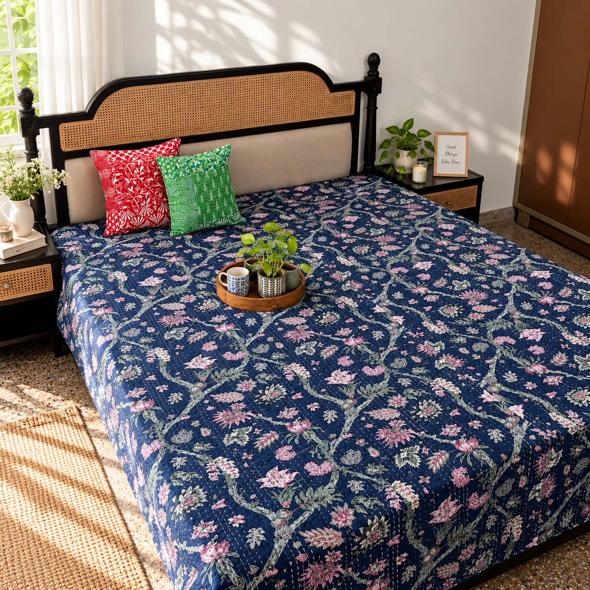 Ambar - Kantha Stitch Bedcover