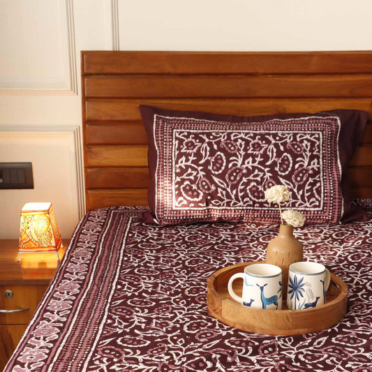 Dabu Purple – Flat I Fitted Bedsheet (90x108 Inches)