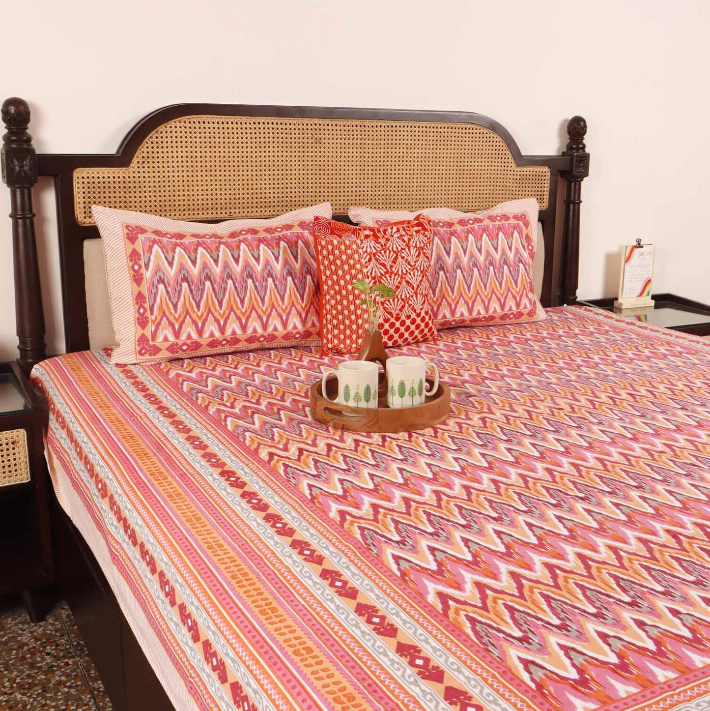 Niyati Pink - Flat I Fitted Bedsheet (90x108 Inches)