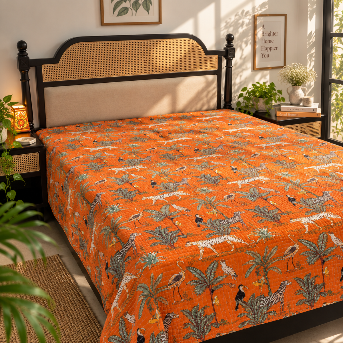 Jungle Safari - Kantha Stitch Bedcover