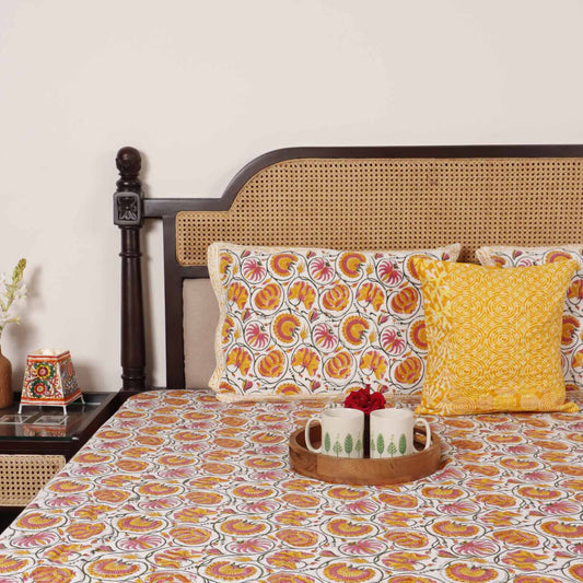 Surajmukhi  - Handblock Bedsheet (108x108 Inches)