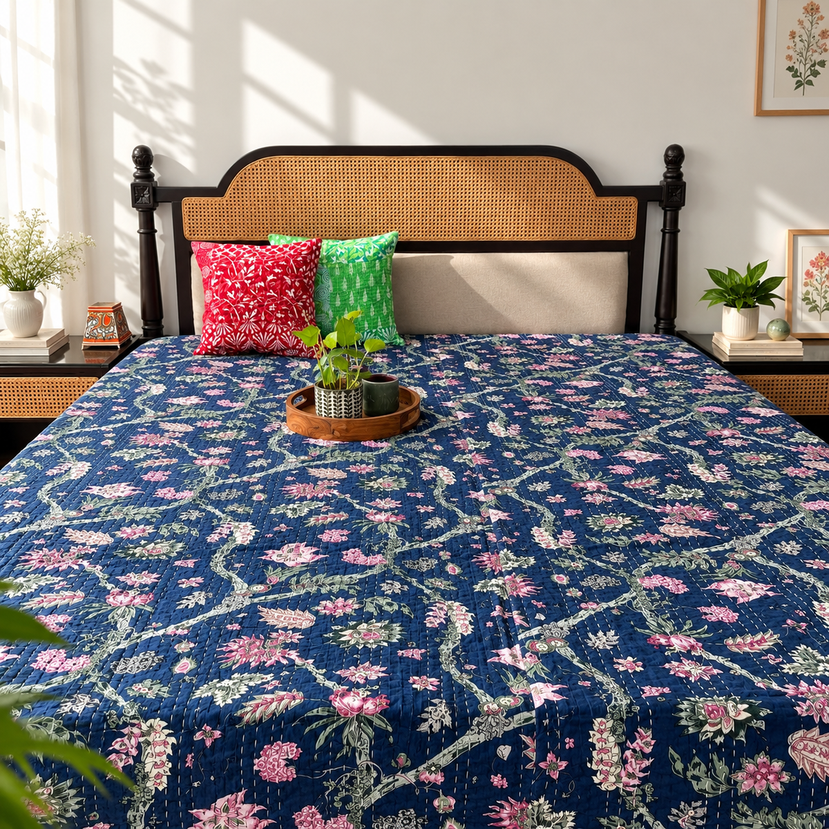 Ambar - Kantha Stitch Bedcover