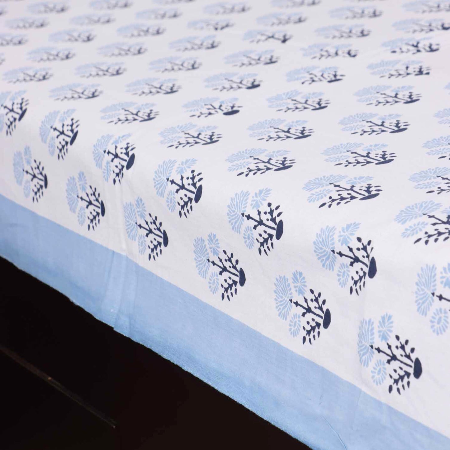 Kamalika Blue - Single Bed Bedsheet (60x90 Inches)
