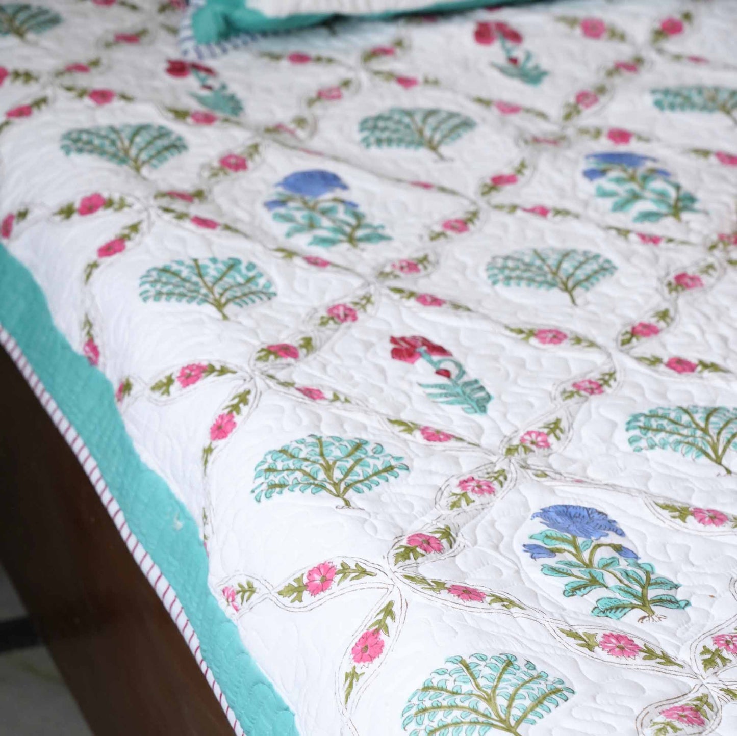Bela - Quilted and Reversible Handblock Bedcover I Comforter