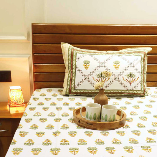 Hara Phool - Single Bed Bedsheet (60x90 Inches)