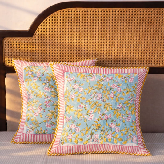 Sadabahaar - Quilted Handblock Cushion Cover