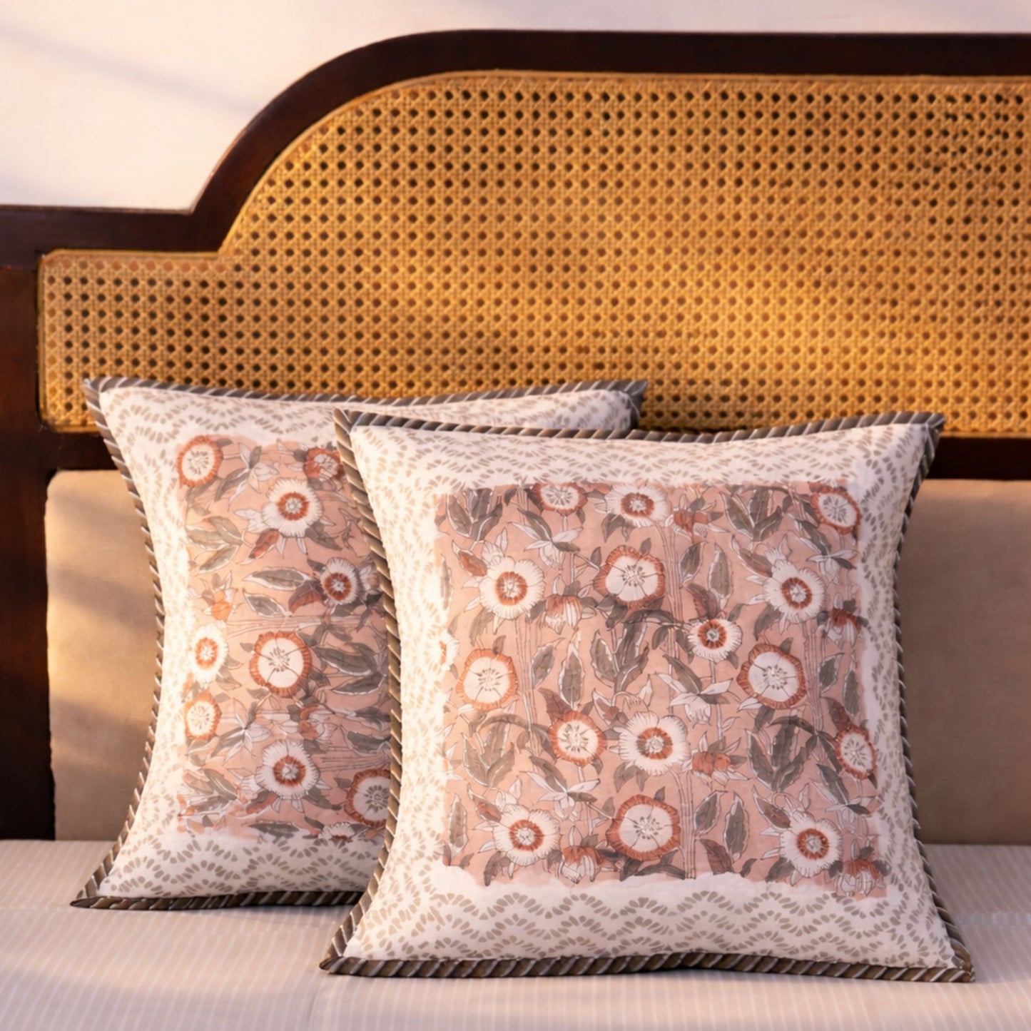 Mallika - Quilted Handblock Cushion Cover