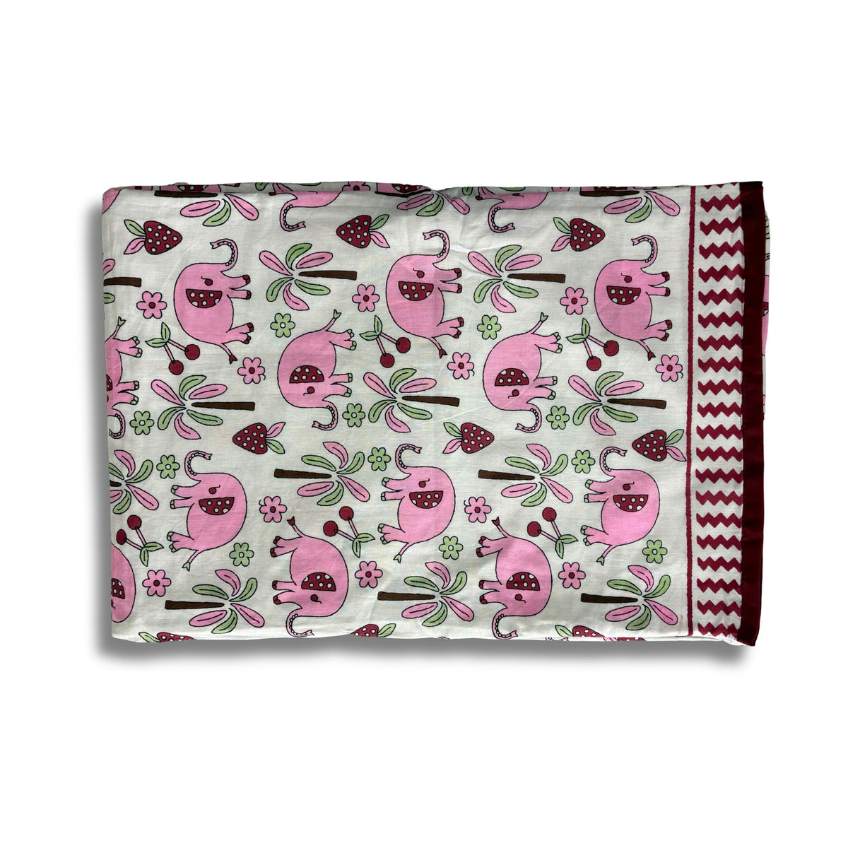 Single Bed Dohar - Pink Elephant