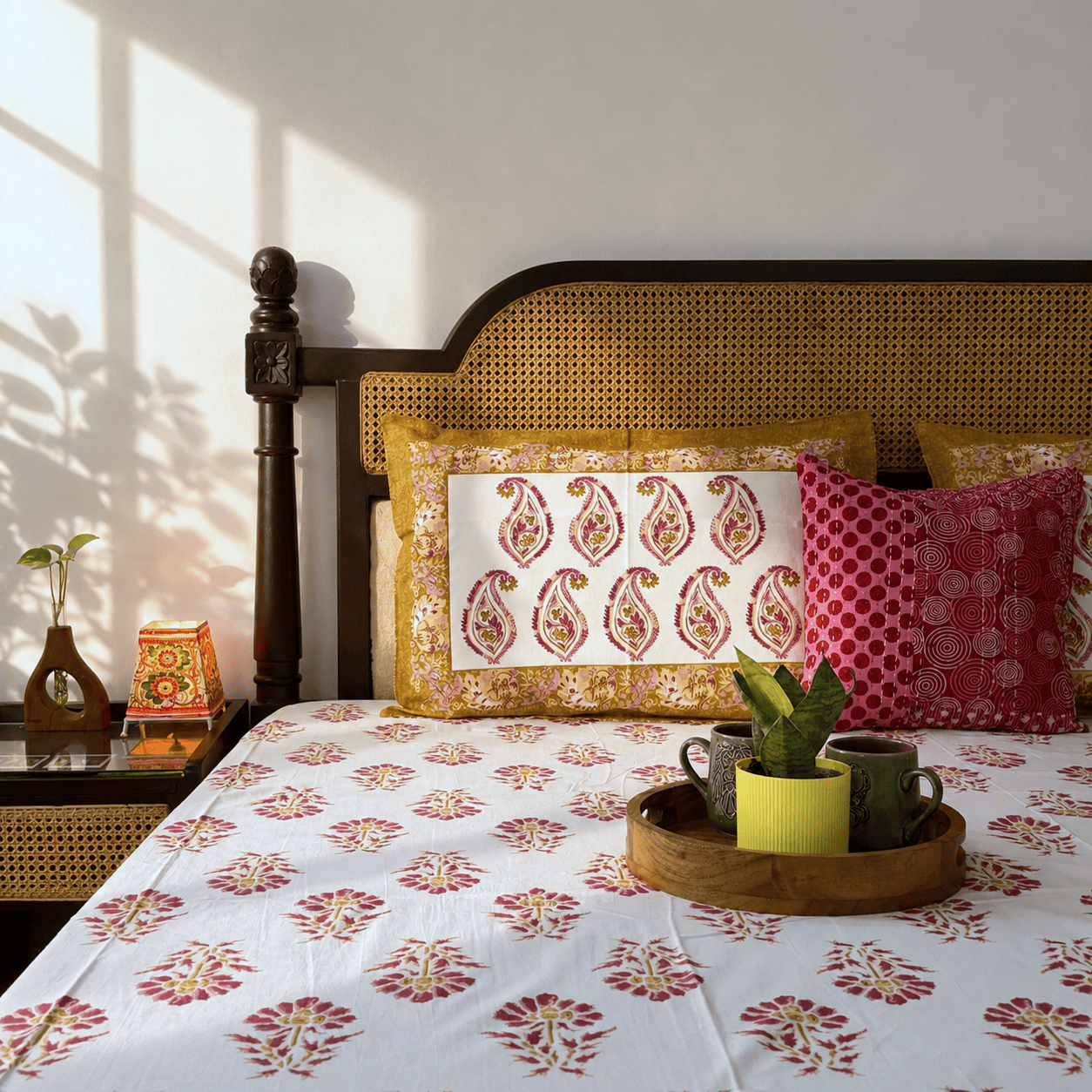 Sapphire Orange - Flat I Fitted Bedsheet (108x108 Inches)