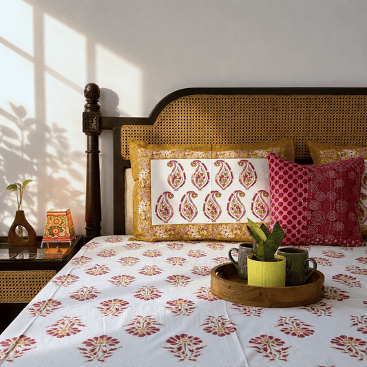 Sapphire Orange - Flat I Fitted Bedsheet (108x108 Inches)