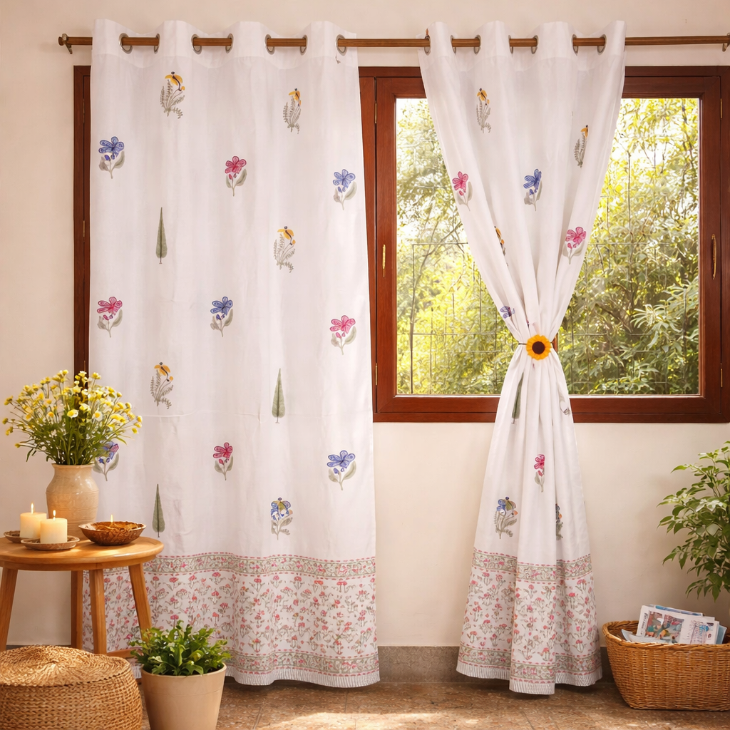 Block Print Curtain - Mughal Garden