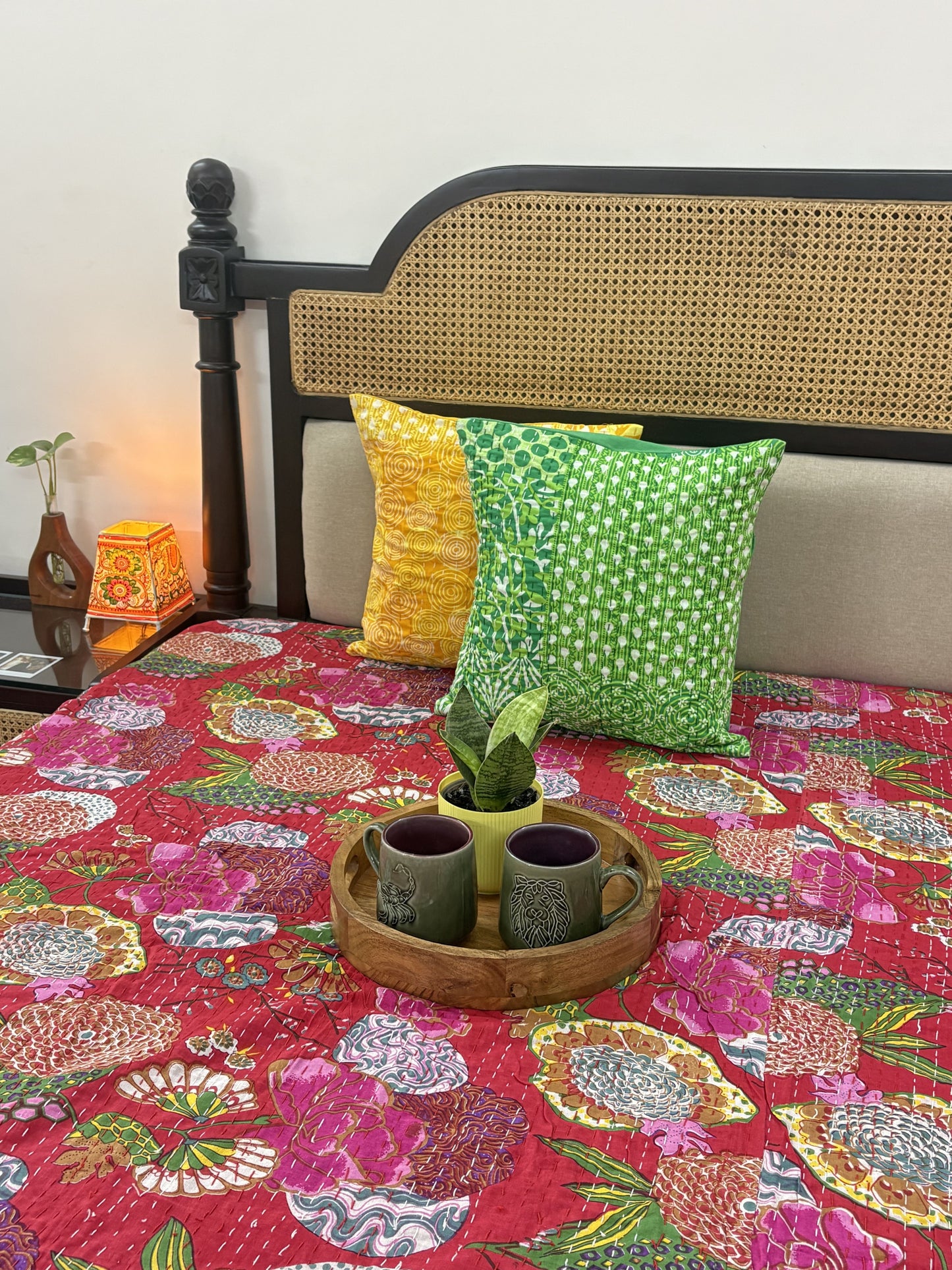 Surkh - Kantha Stitch Bedcover