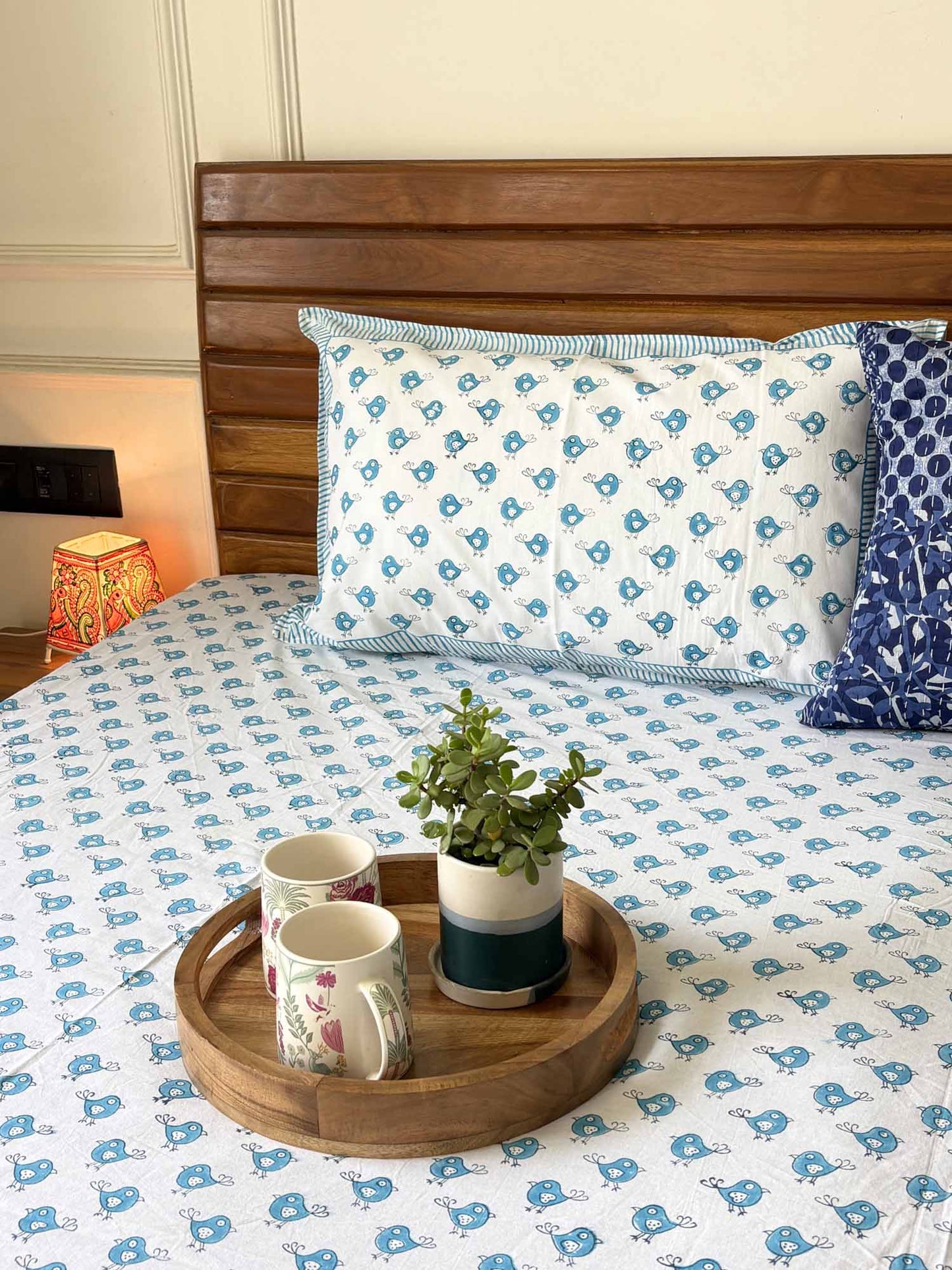 Blue Bird – Hand Block Print Bedsheet (90x108 Inches)