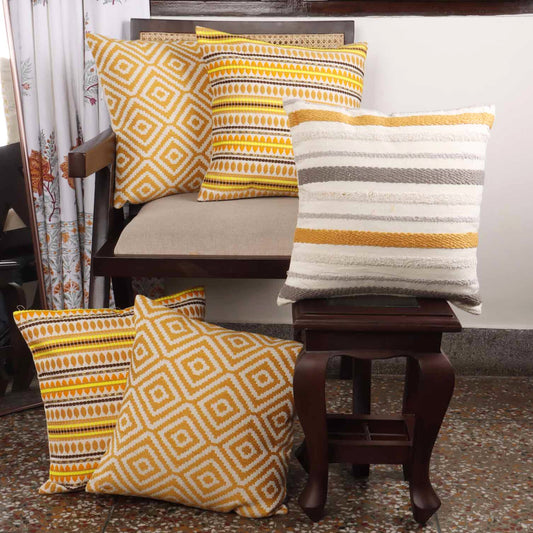 Shades Of Yellow - Cushion Covers - Set of 5
