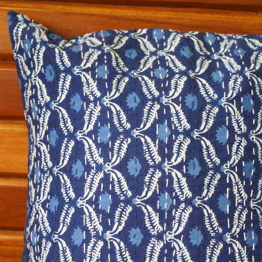 Nandani - Indigo Kantha Stitch Cushion Cover