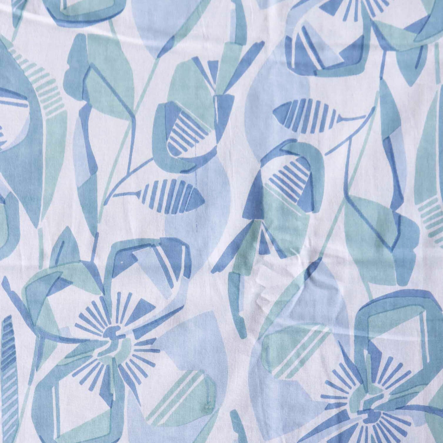 Abstract Floral Blue - Flat I Fitted Bedsheet (100x108 Inches)
