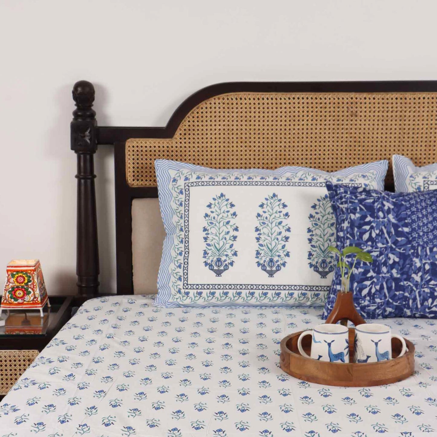 Sadabahaar Blue - Flat I Fitted Bedsheet (108x108 Inches)