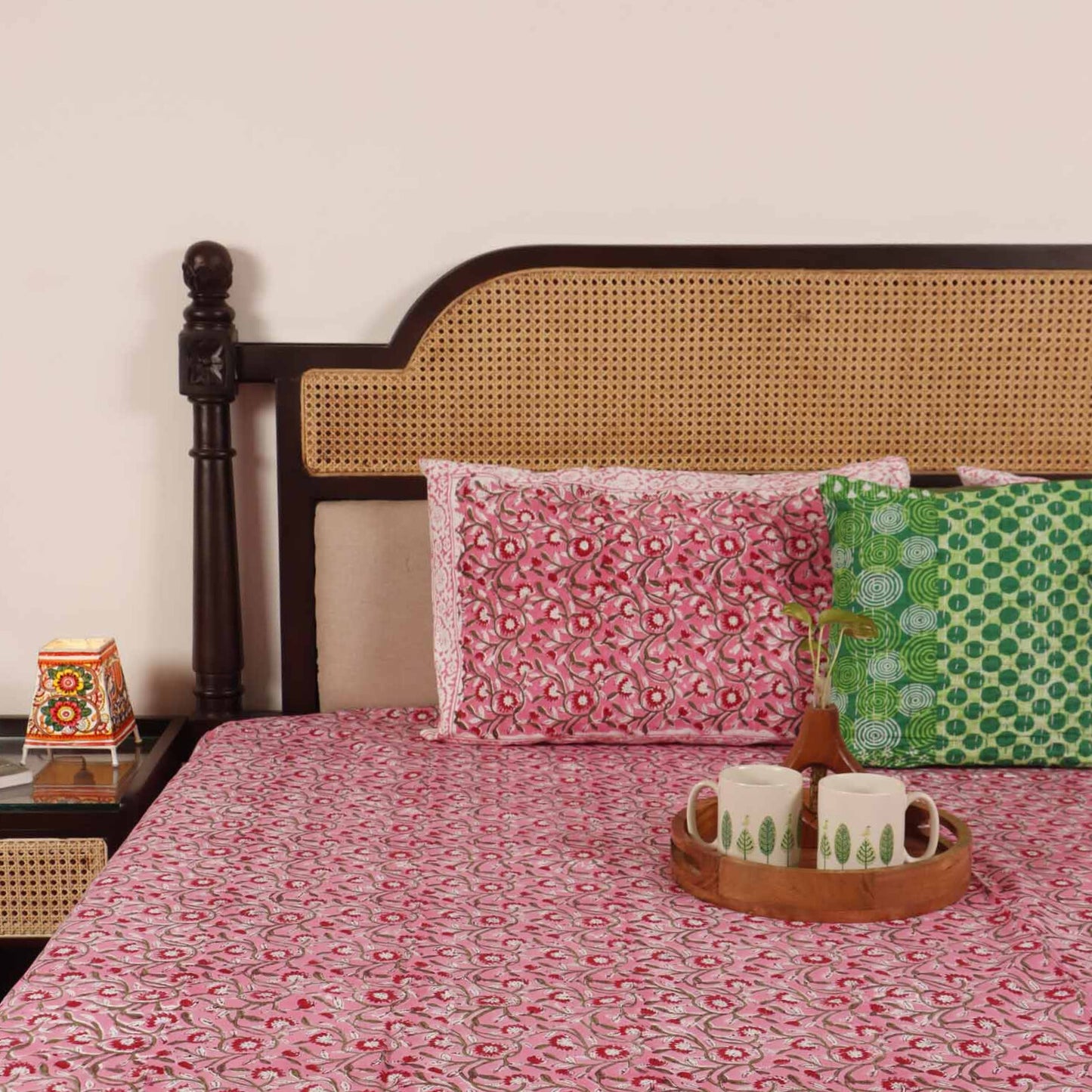 Jugni Pink – Hand Block Print Bedsheet (90x108 Inches)