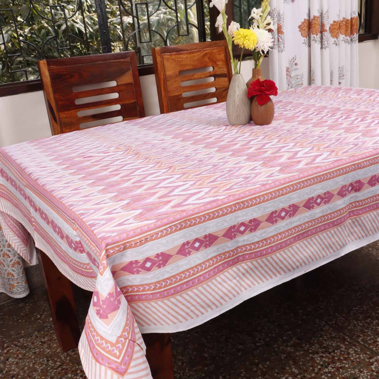 Niyati Pink - Six seater Dining Table Cover