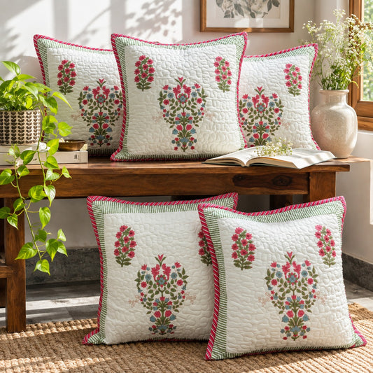 Amrapali - Quilted Handblock Cushion Cover