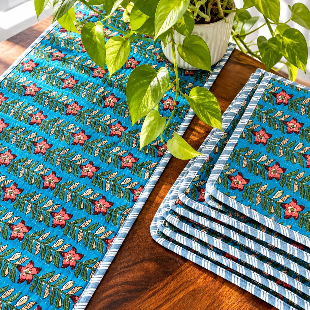 Anarkali - Quilted Table Runner and 6 Mats