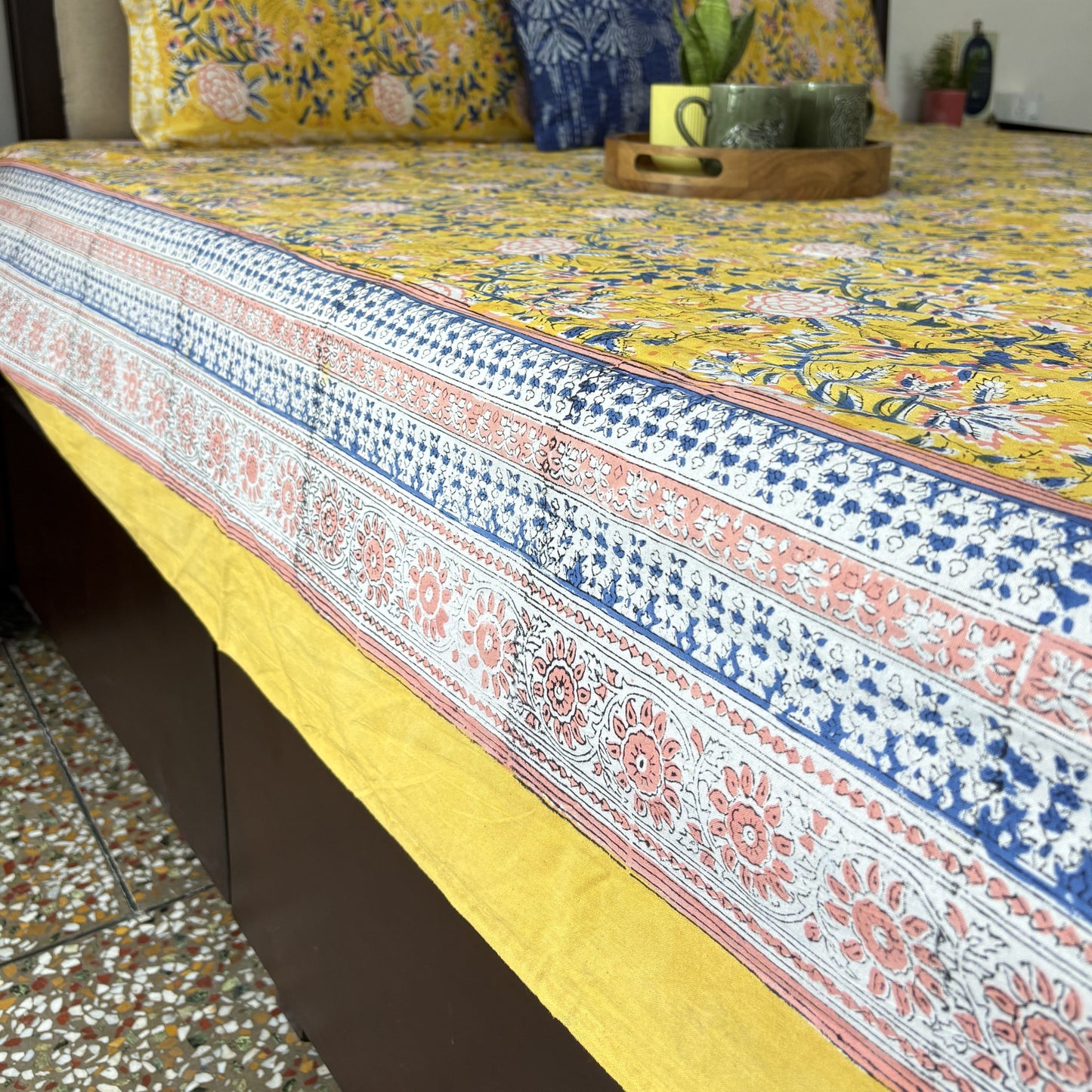Peeli Bahar - Handblock Bedsheet (90 x 108 inches)