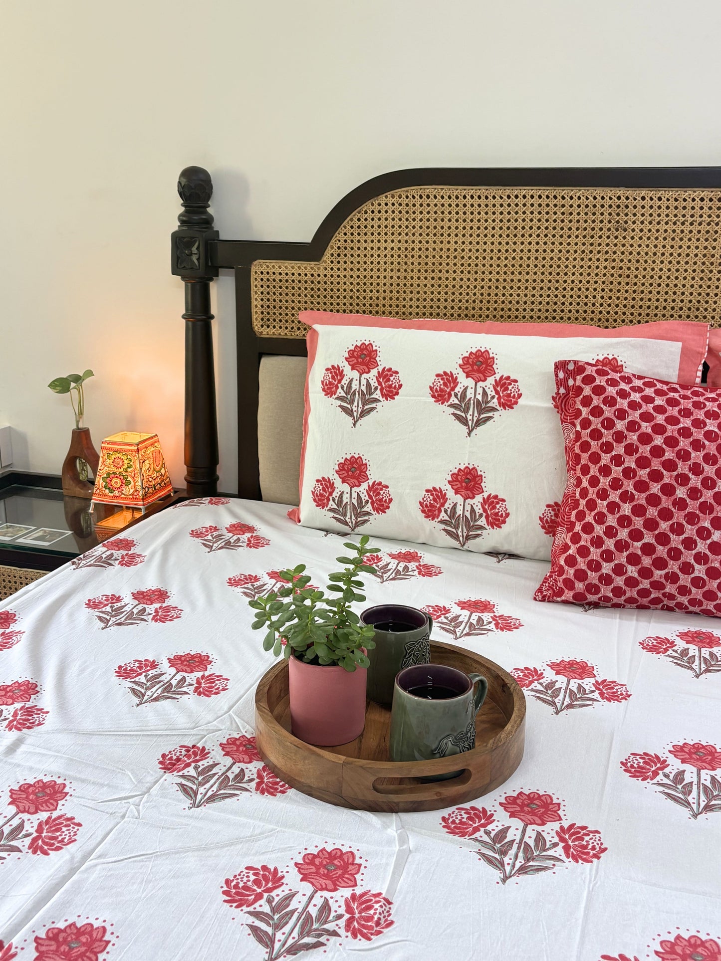 Gulistan Red - Flat I Fitted Bedsheet (108x108 Inches)
