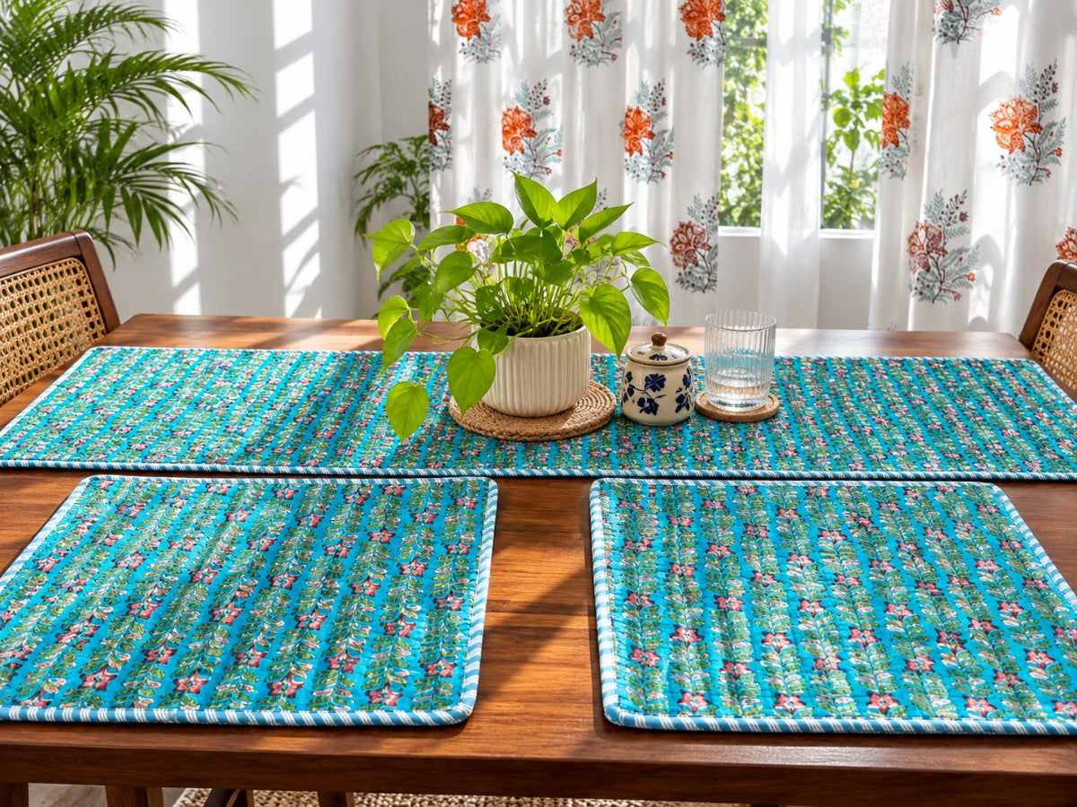 Anarkali - Quilted Table Runner and 6 Mats