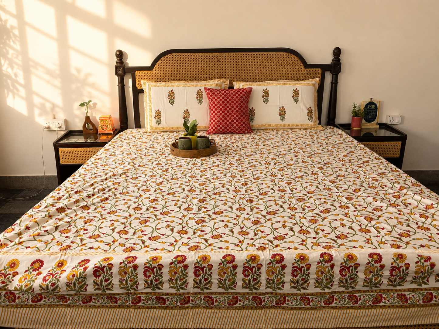 Meher - Hand block Bedsheet (108x108 Inches)