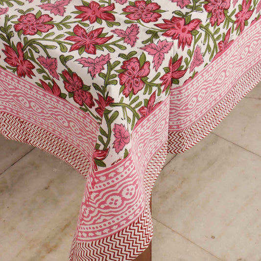 Padma Pink Hand Block Printed Center Table Cover