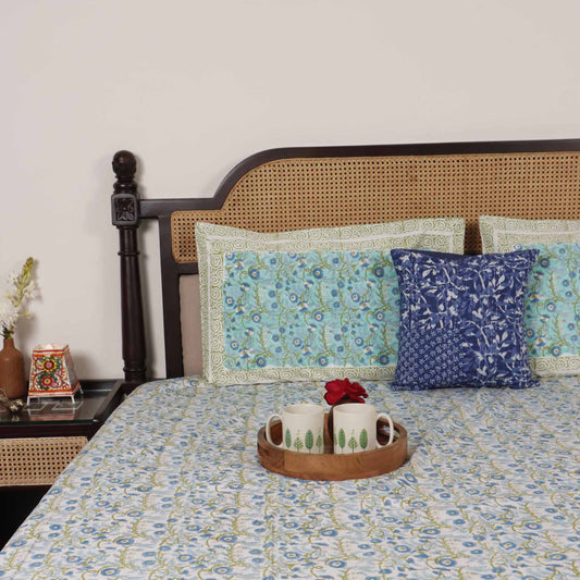 Apsara - Hand block Percale Bedsheet (108x108 Inches)