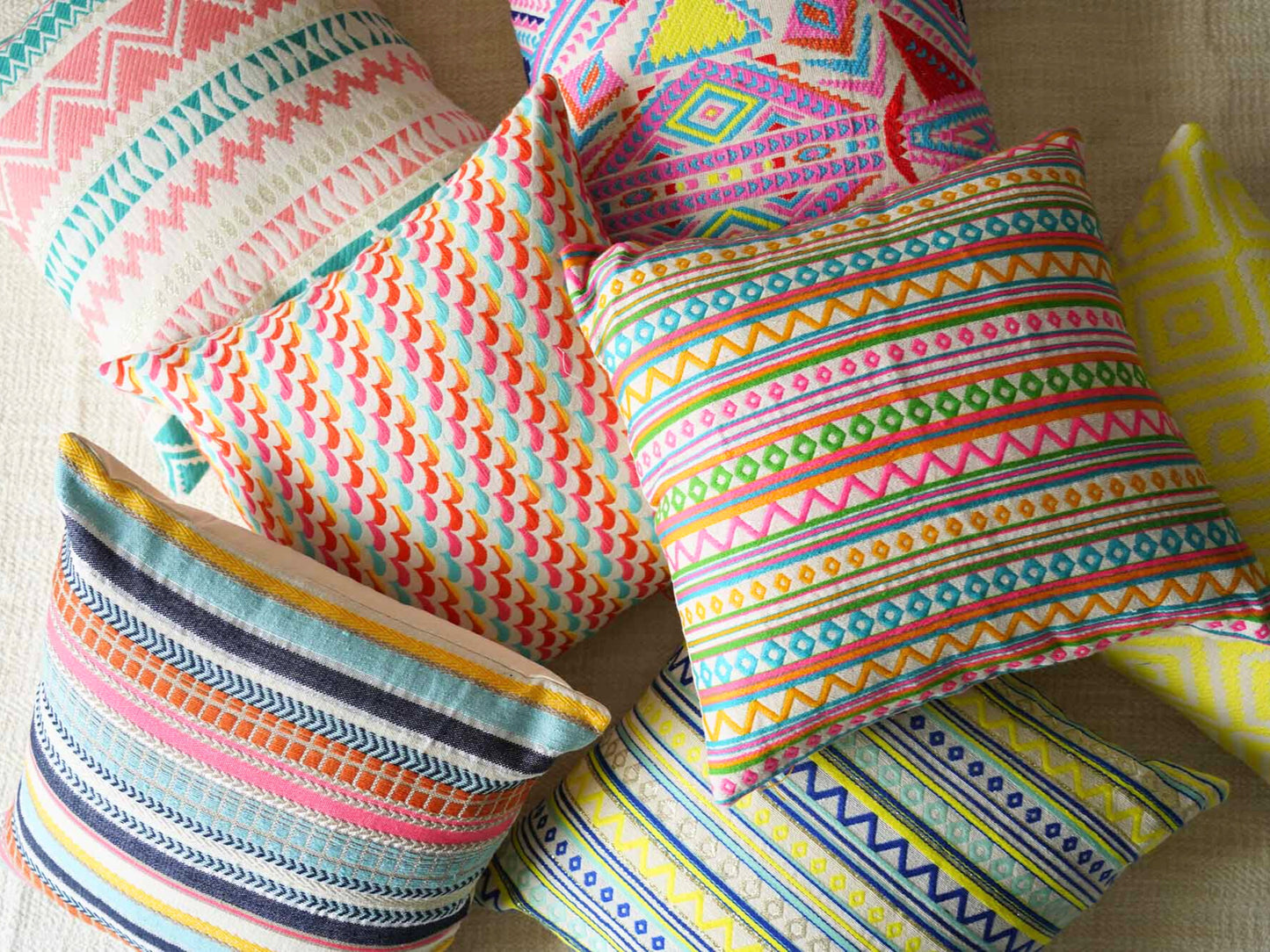 Playful palette - set of 7 Jacquard Cushion Cover