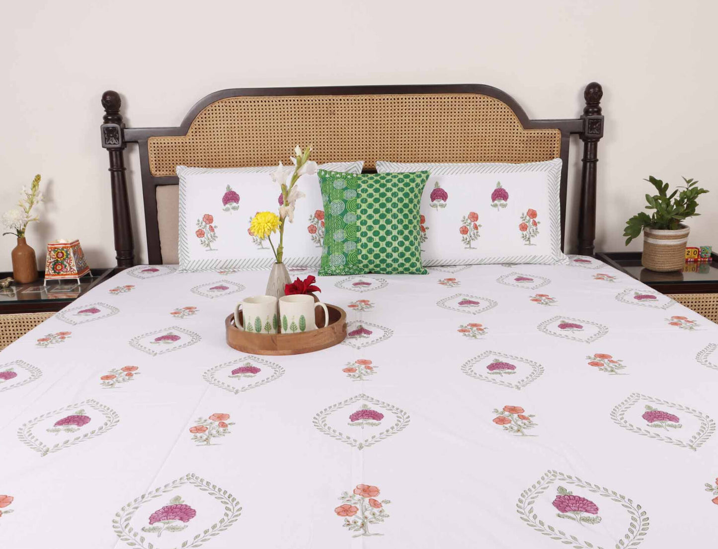 Rasbhari - Hand block Bedsheet (108x108 Inches)