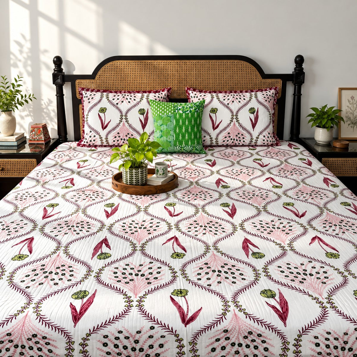 Kyaari Red - Flat I Fitted Bedsheet (108x108 Inches)