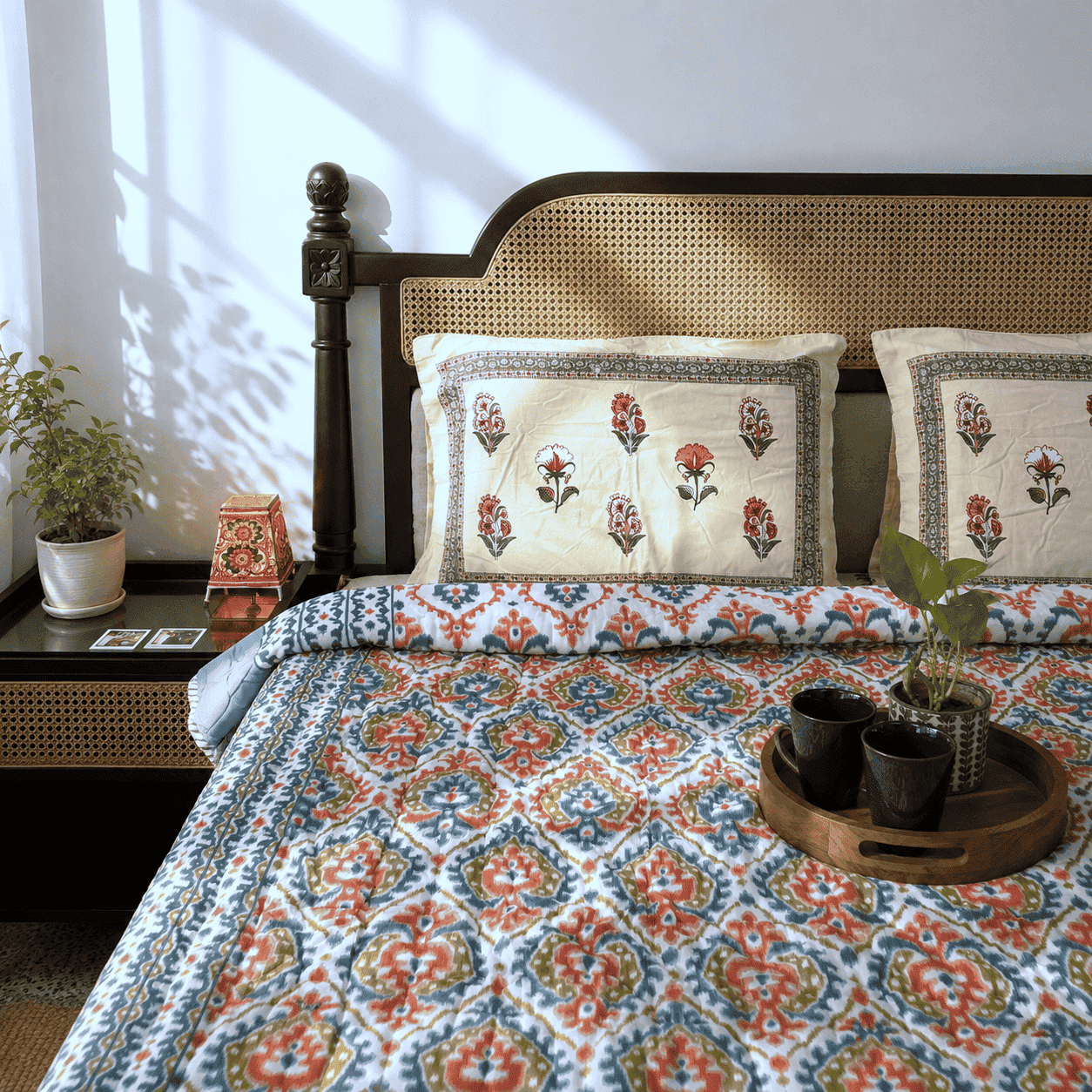 Ikkat Orange - Double Bed Razai/ Comforter