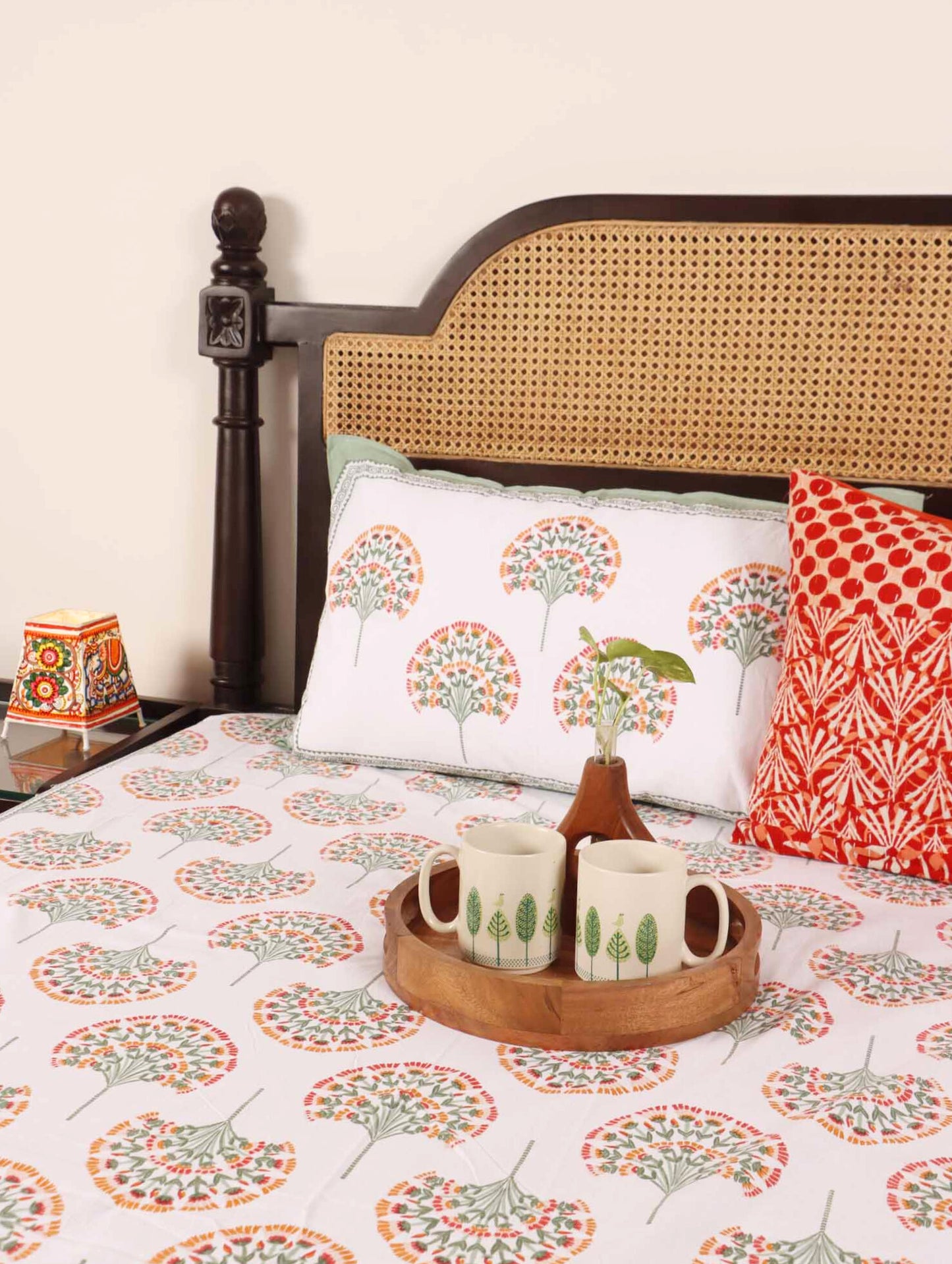Peacock Green- Flat I Fitted Bedsheet (108x108 Inches)