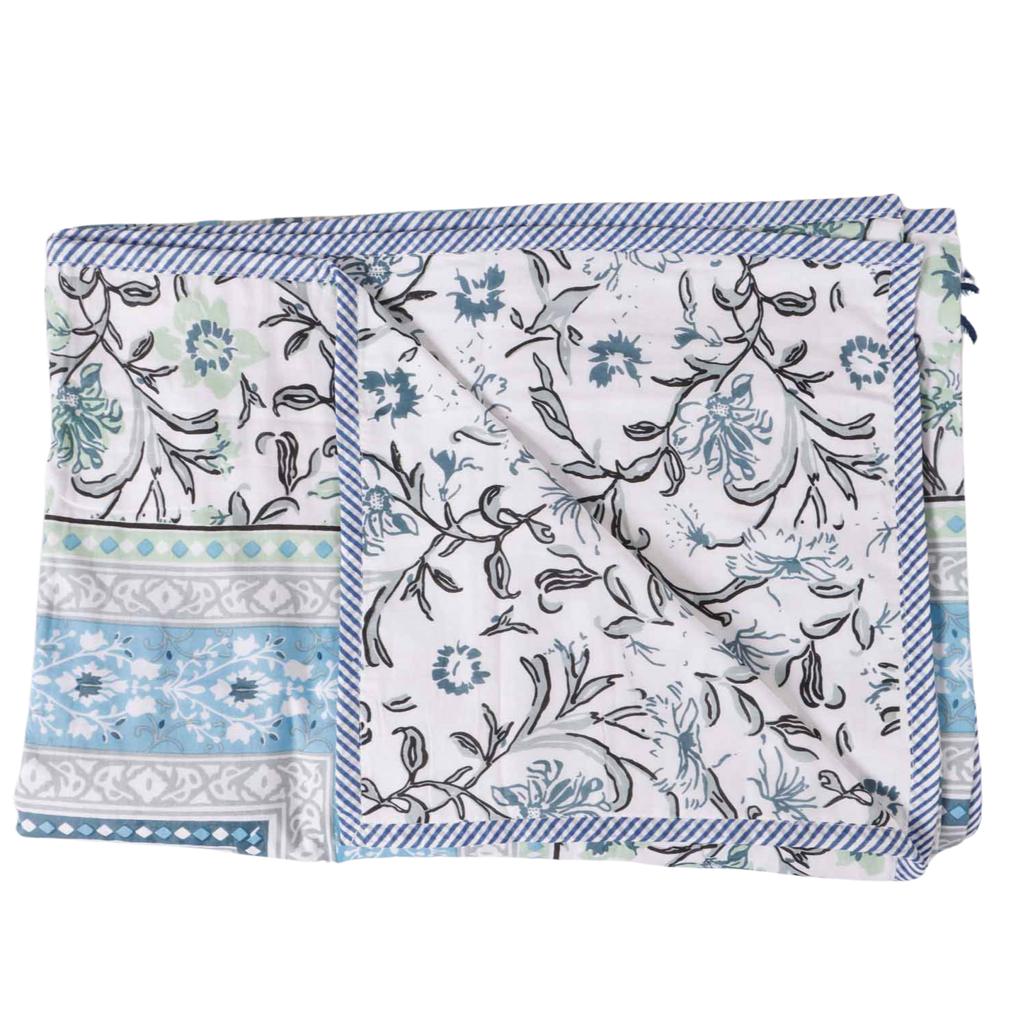 Double Bed Reversible Mul Dohar – Piku Blue