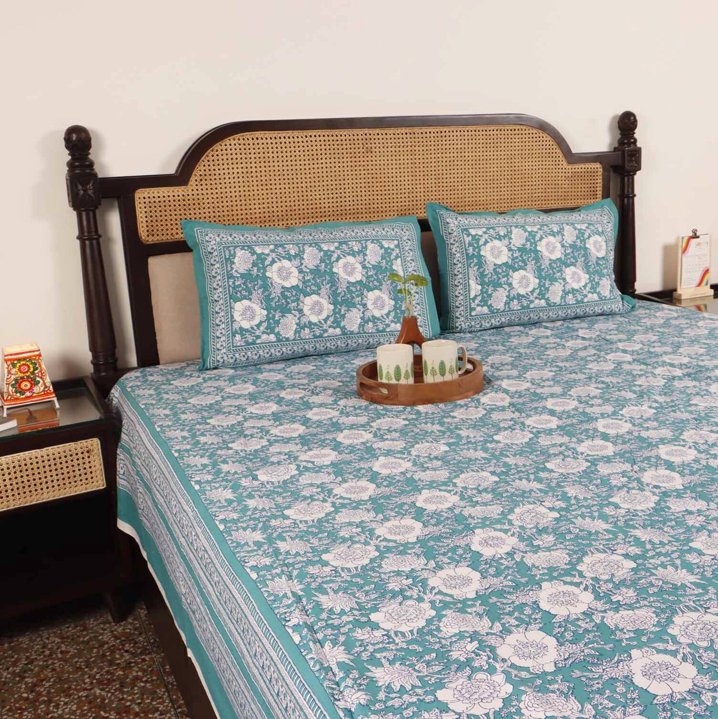 Vasundhara - Flat I Fitted Bedsheet (108x108 Inches)