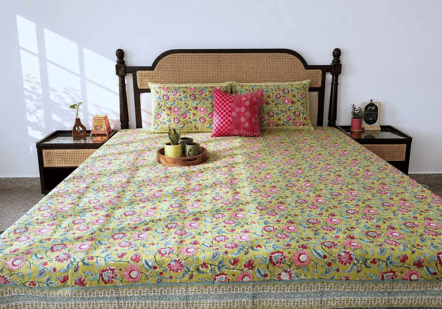 Noor-E-Mehndi - Handblock Bedsheet (90 x 108 inches)