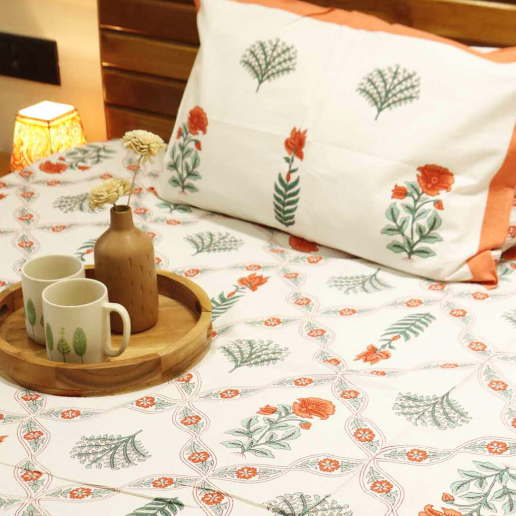Krisha Red - Flat I Fitted Bedsheet (100x108 Inches)