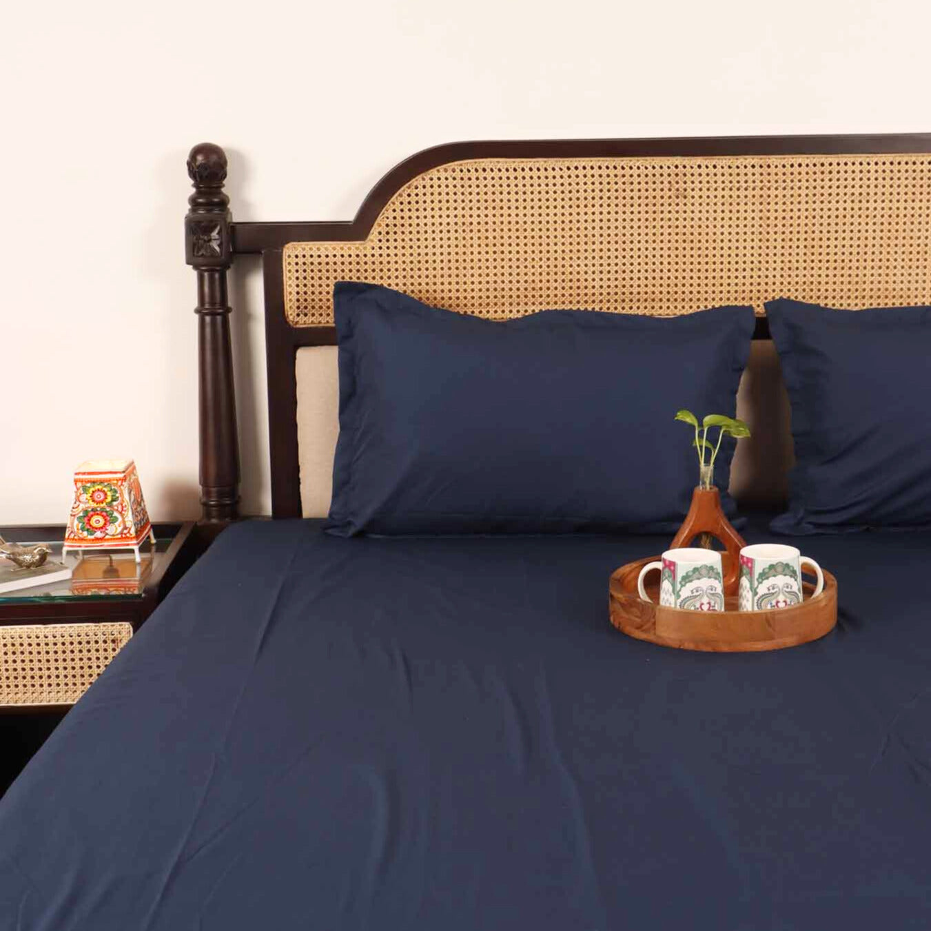 Solids - Blue - Flat I Fitted Percale Cotton Bedsheet (108x108 Inches)