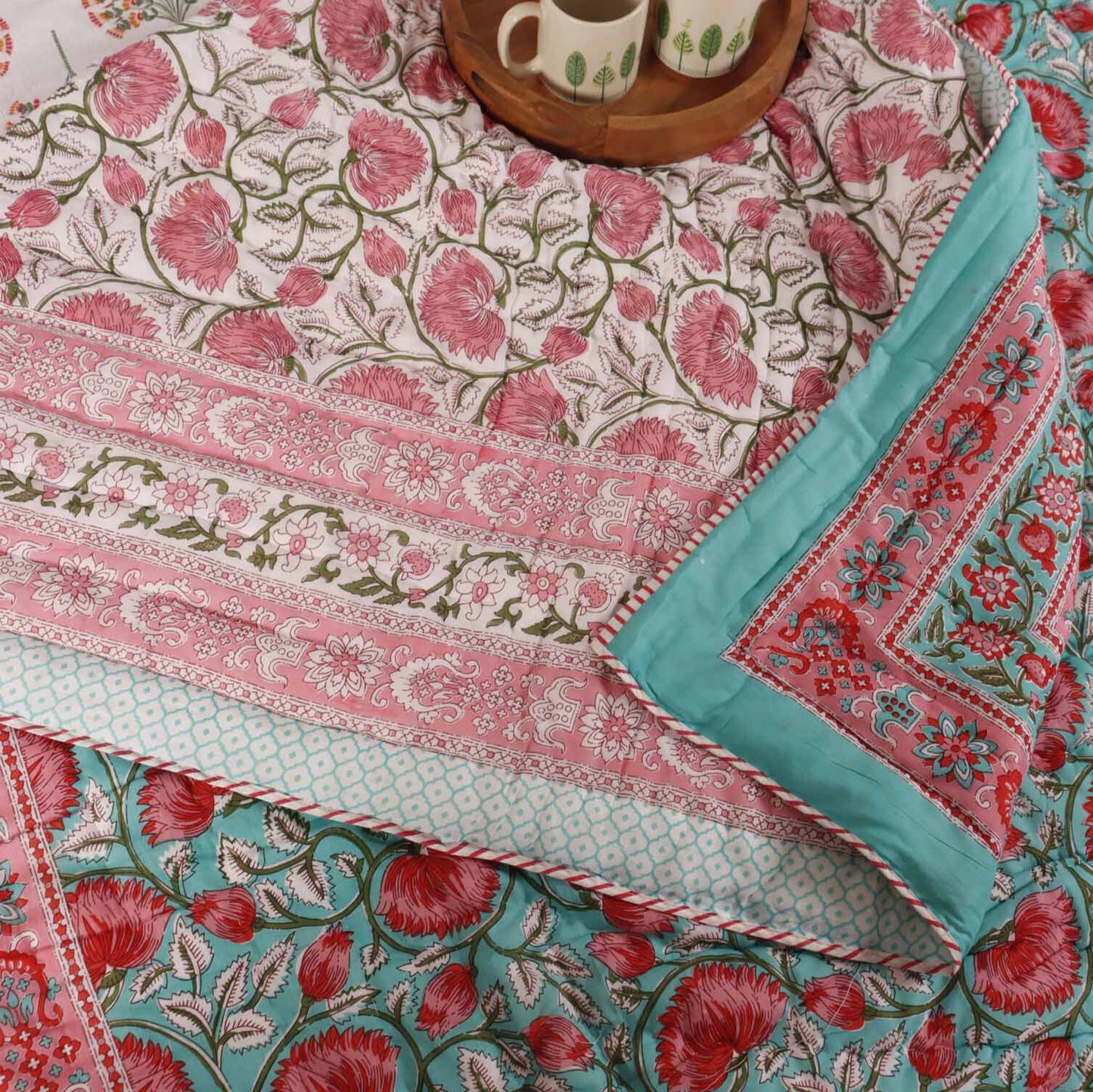 Begum Green - Single I Double Bed Razai