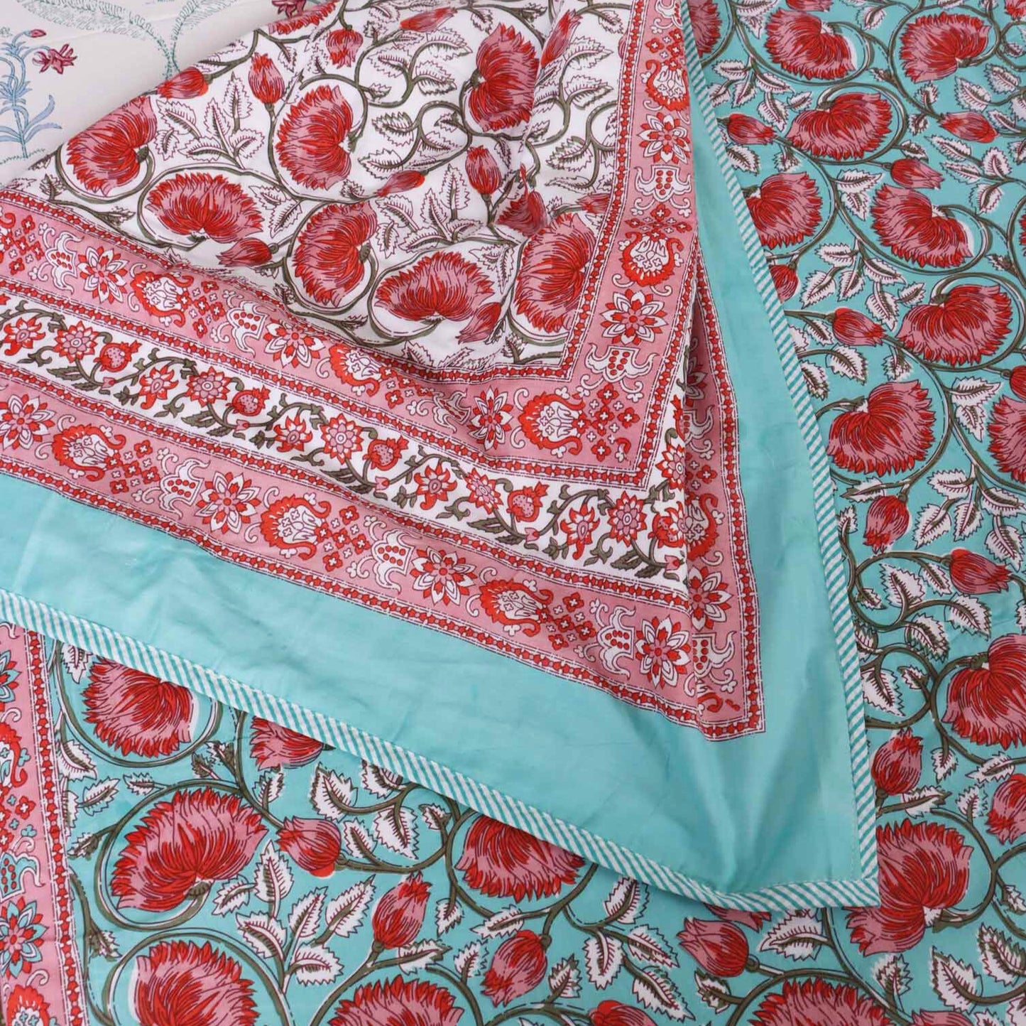 Double Bed Reversible Mul Dohar – Begum Green