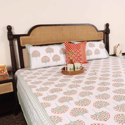 Peacock Green- Flat I Fitted Bedsheet (108x108 Inches)