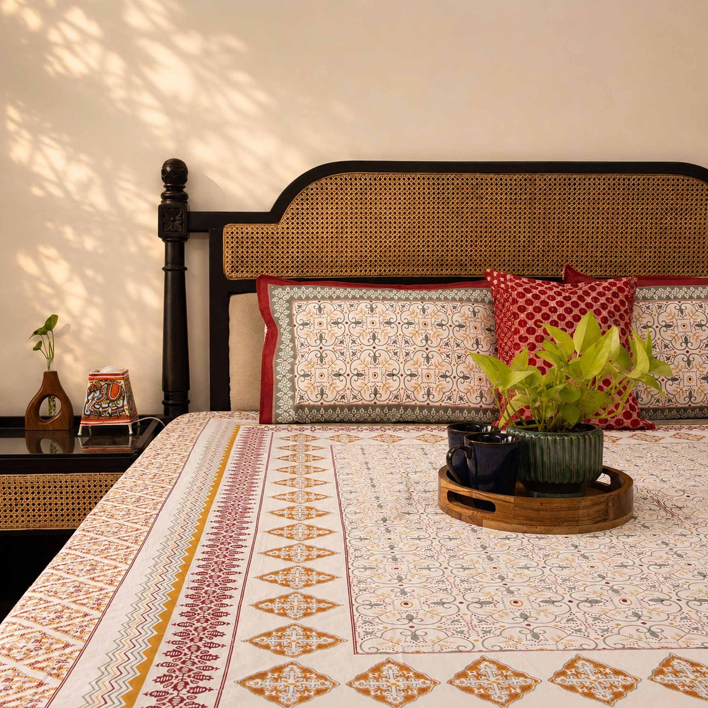 Meghal - Red – Flat I Fitted Bedsheet (108x108 Inches)